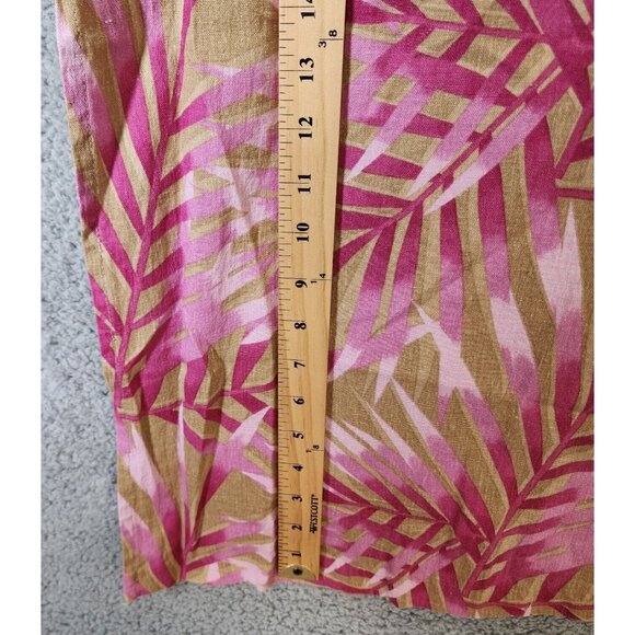 Caroline Kendrick Set Maxi Dress/Button Up Top Linen Blend Pink Tropical 14/M - Picture 7 of 16
